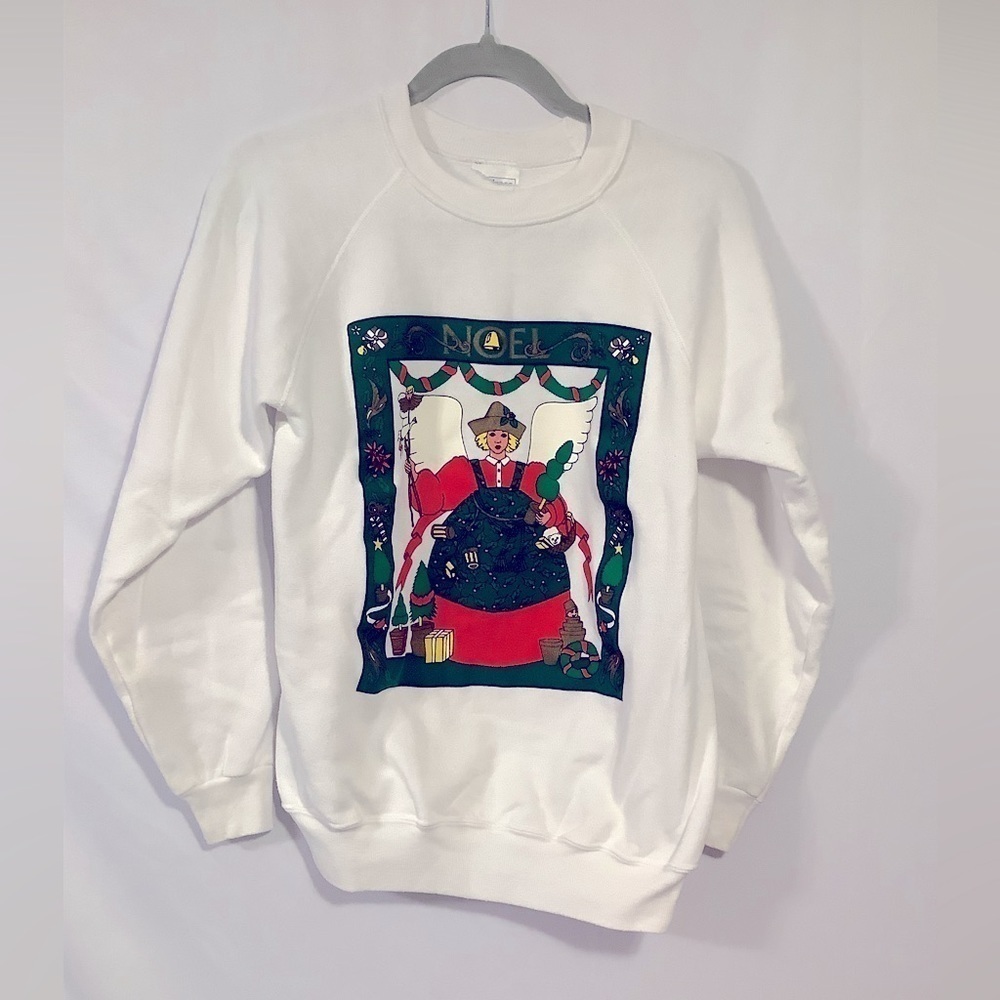 VINTAGE Christmas Holiday Noel Angel Crewneck Sweatshirt